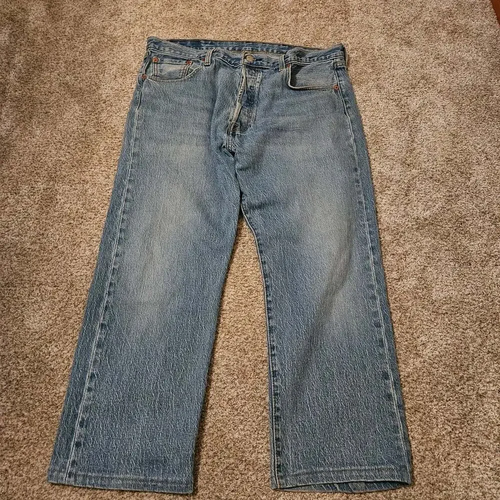 Levi's 501 '93 Straight Jeans Salt and Pepper Size W38 L32 Blue Wash Denim